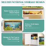 4ever2buy 55-75 Gallon Aquarium Stand with Power Outlets & LED Light, Metal Frame Fish Tank Stand with Drawer & Barn Door, Turtle Reptile Terrariums Stand with Fish Tank Accessories Storage (White) 4ever2buy