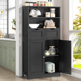 Iwell Tall Bathroom Cabinet, Storage Cabinet with 2 Drawers & Adjustable Shelves, Bathroom Storage Cabinet for Living Room, Dining Room, Entryway, Black Iwell