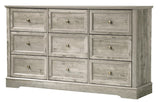LOUVIXA Farmhouse Dresser 9 Drawer, Bedroom Chest of Drawers, Dressers with 9 Drawers, Wooden Dressers for Bedroom, Living Room, Tv Stand, Entryway (Grey-9 Drawers) LOUVIXA