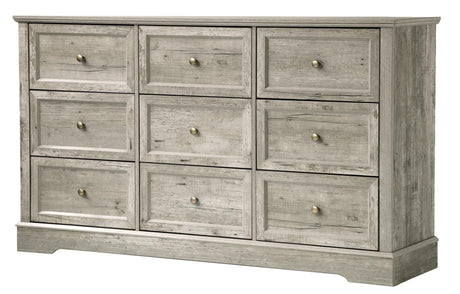 LOUVIXA Farmhouse Dresser 9 Drawer, Bedroom Chest of Drawers, Dressers with 9 Drawers, Wooden Dressers for Bedroom, Living Room, Tv Stand, Entryway (Grey-9 Drawers) LOUVIXA