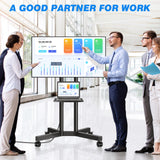 Rfiver Mobile TV Cart Rolling TV Stand with Power Outlet for 32-70 Inch Screens, Protable TV Stand on Wheels with Height Adjustment, Outdoor TV Stand Mount with Shelf Holds up to 88lbs for Home Office Rfiver