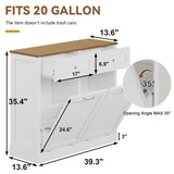 Yongchuang Double Tilt Out Trash Can Cabinet 20 Gallon, Kitchen Wooden Hidden Garbage Can Cabinet with Drawer, Tilt Out Laundry Hamper Cabinet with Storage White Yongchuang