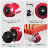 LONGRUNFORU 6" x 2" Caster Wheels, Polyurethane on Polyolefin core Wheel with Roller Bearing- 1/2" Bore - Set of 4 Heavy Duty Caster Wheel with 4000 lbs Capacity (4 Pack) LONGRUNFORU
