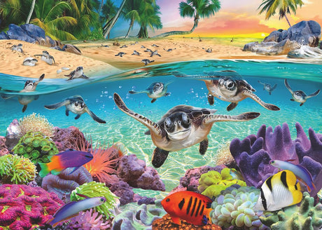 Ravensburger Race of The Baby Sea Turtles 500 Piece Large Format Jigsaw Puzzle | Unique Softclick Technology | Engaging Artistry | FSC-Certified Materials | Perfect for Adults and Kids Ravensburger