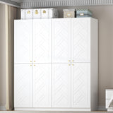 Armoire Wardrobe Closet with 4 Doors, 78" Clothing Storage Cabinet with Hanging Rod Shelf and Drawers, Wooden Freestanding Bedroom Armoires for Bedroom, Living Room, White vinform