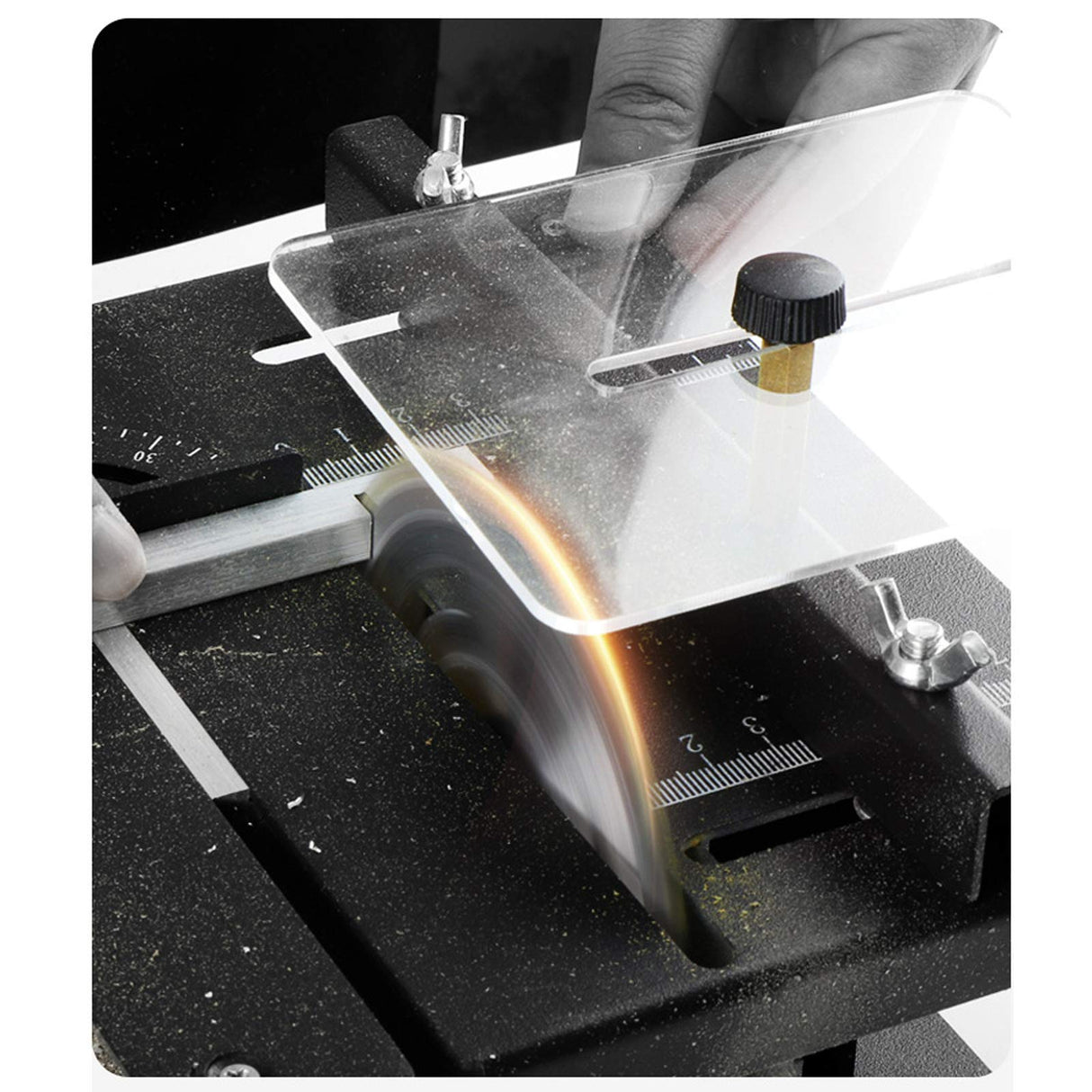 CNCEST Mini Table Saw, Woodworking Mini Sliding Table Saw Household Multifunctional Bench Saw Kit, 0°-90° Angle Adjustment, for Metal Plastic Wood CNCEST