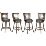 PrimeZone Swivel Bar Stools Set of 4-26" Counter Height Barstools with Backs, Faux Leather Bar Stool with Solid Wood Footrest & Nailhead Trim, Modern Counter Stools for Kitchen Island & Pub, Black PrimeZone