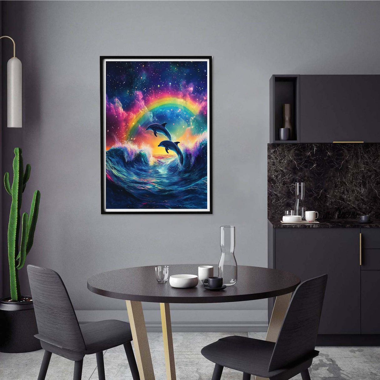 Yomiie 5D Dolphin Rainbow Diamond Painting Kits for Adults, Paint with Diamonds Art Sea Life DIY Full Round Drill Kits, Embroidery Rhinestone Diamond Crystal Craft Canvas Home Wall Decor 30x40 cm Yomiie