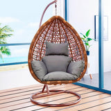 Srutirbo Swing Egg Cushion Replacement, Outdoor Hanging Basket Seat Cushion Pillow, Foldable Hanging Egg Chair Back Cushions with Headrest Pillow (Dark Grey) Srutirbo