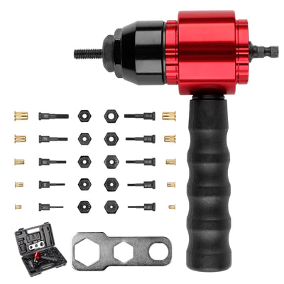 YUZES Rivet Nut Tool Adapter for Cordless Drill Electric- Newly Labor-Saving Rivet Nut Gun Kit with 5 Metric and 5 SAE Mandrels and 50Pcs Assorted Rivet Nuts, Rugged Carrying Case