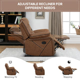EBELLO Manual Recliner Chair, Faux Leather Single Reclining Sofa Chair with Overstuffed Armrest and Headrest, for Living Room, Bedroom Furniture, Meeting Room, Bright Brown EBELLO