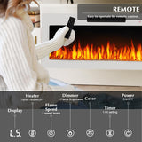 LEMBERI Fireplace tv Stand with 36 inch White Fireplace Up to 80" TVs,LED Light Entertainment Center and Storage, 70" Modern Wood Media TV Console with Highlight Cabinet for Living Room LEMBERI