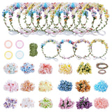 ACRNIGHEET Make Your Own Flower Crown Crafting Kit, Plum Blossom Series Flower Crown Kit, Can Make 16 Sets Wreath Headband and Bracelet Craft Kit, DIY Floral Crown Creative Gifts for Princess ACRNIGHEET