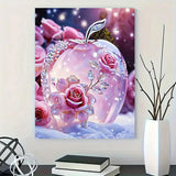 Diamond Art Painting Kits for Adults, Pink Rose 5D Diamond Painting Dots Art Kits for Adults Beginner, Crystal Apple DIY Full Round Gem Crystal Art Paint by Diamond, Home Wall Decor 12x 16 in BYGFHLYW
