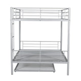 Harper & Bright Designs Full Over Full Metal Bunk Bed with Trundle, Ladder & High Guardrail, Able to Split, Noise Free, Heavy-Duty Steel Loft Bed Frame with Safety Rail for Bedroom, Dorm (Silver) Harper & Bright Designs