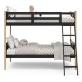 Storkcraft Caribou Twin-Over-Twin Bunk Bed (Black with Natual) – GREENGUARD Gold Certified, Converts to 2 Individual Twin Beds Storkcraft