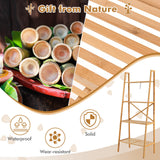 Tangkula 4-Tier Bamboo Ladder Bookshelf, Rustic Bookcase, Floor Standing Shelving Unit, Book Shelf Storage Organizer, Display Rack for Living Room, Kitchen, Bedroom, Office (1, Natural) Tangkula