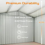 8 x 6 FT Outdoor Storage Shed, Metal Garden Tool Shed with Slooping Roof, Lockable Doors and Aluminum Frames, Easy to Assemble for Garden, Patio, Lawn, Black LINKHOO