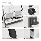 FITUEYES Design Mobile TV Stand for 65 75 78 88 Inch TV, TV Cart Floor Stand with Mount for LCD/LED Flat Curved Screens, Modern Corner TV Stand with Wooden Storage Shelves, Collector Series FITUEYES