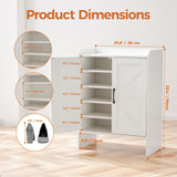 Mericonia Farmhouse Shoe Cabinet with Doors, Modern Large 5-Tier Shoe Storage Cabinet with Adjustable Shelves, Wooden Shoe Organizer for Entryway, Hallway, Closet, Bedroom, Living Room, White Mericonia