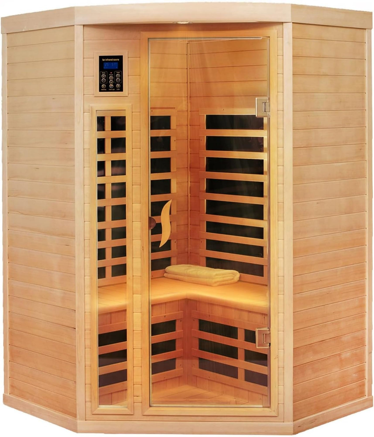 Infrared Sauna Room 2 - 3 People, Hemlock Wooden Sauna, 1600 Watts, 2 person infrared saunas for home Heat Dry Sauna, LCD Control of Temperature, Time, Light and Bluetooth indoor saunas for the home ChiefCarOfficer