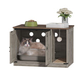 Hzuaneri Cat Litter Box Enclosure, Hidden Litter Box Cabinet Furniture with Cat Bell, Indoor Cat House, Farmhouse Style, 31.5 x 19.7 x 20.9Inches, for Hallway, Bedroom, Light Ivory CB82405X Hzuaneri