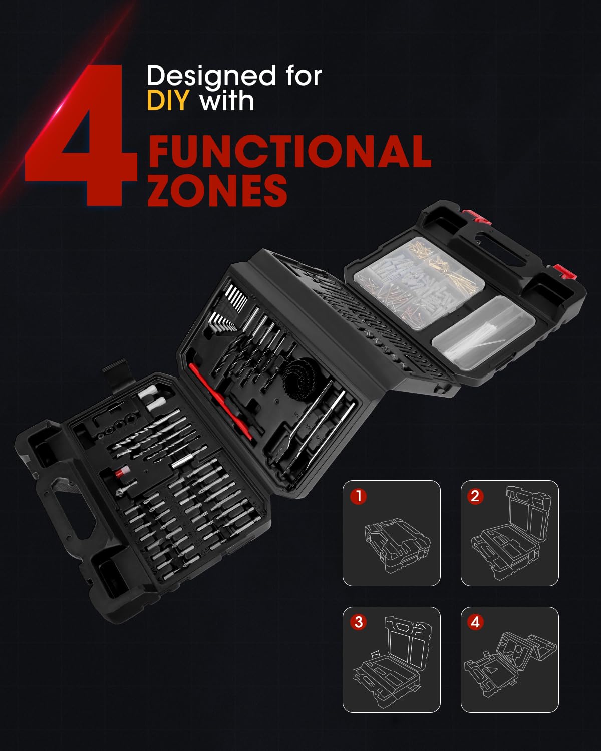 KingTool Drill Bit Set - 418 PCS Drill Bits, Drill Set & Drill Bit for Wood, Metal, Masonry, Cement, Screwdriver Bit Set Combo Kit Perfect for DIY Projects and Home Repairs KingTool