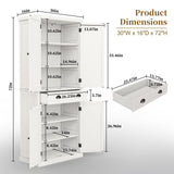 ARTPOWER 72" Tall Kitchen Pantry Storage Cabinet with Drawer and Adjustable Shelves, Pantry Cabinet for Kitchen, Bathroom or Hallway, White ARTPOWER