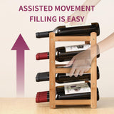 WUTALOTAT Wine Rack Storage,Bamboo Wine Racks Cabinet Shelf,4-Tier 16 Bottles Freestanding Wine Bottle Holder for Basement,Kitchen,Countertop WUTALOTAT