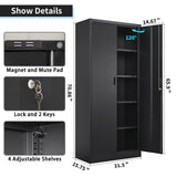 Wanfu Metal Storage Cabinet with Locking Doors and Adjustable Shelves, 71” Tall Steel Storage Cabinets for Garage, Home Office, Pantry(Black) Wanfu