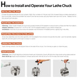 4-Inch Self-Centering Wood Lathe Chuck for Nova, 1" x 8 TPI Thread with 3/4" x 16 TPI Adapter, 4-Jaw Wood Turning Chuck Set Bzcovac