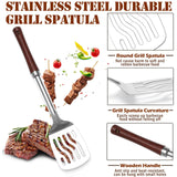 Zhaoyao BBQ Mop Brushes for Sauce and Cast Iron Sauce Pot for Grilling, 2PCS Wooden Handle Mop Brushes 18+11 Inch with 4PCS Replacement Silicone BBQ Basting Brush for Cooking Grill Spatula Zhaoyao