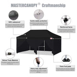 MASTERCANOPY Heavy Duty Pop-up Canopy Tent with Sidewalls (10x20,Black) MASTERCANOPY