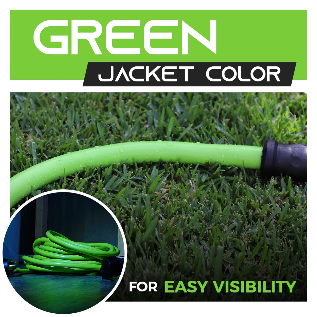 GEARit 50-Amp Extension Cord for RV and EV, 250-Volt, 4-Prong, Compatible with Tesla Model 3 Model Y Model X Model S, NEMA 14-50P to 14-50R 6/3, 8/1 STW AWG Gauge, Charging, Waterproof, 75 ft, Green GearIT