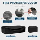 VONZOY 7 Piece Patio Furniture Set with Fire Pit Table, Outdoor Sectional Conversation Sets Black Wicker Rattan Sofa with Coffee Table for Patio Garden Backyard, 4'' Thickened Cushion Black VONZOY