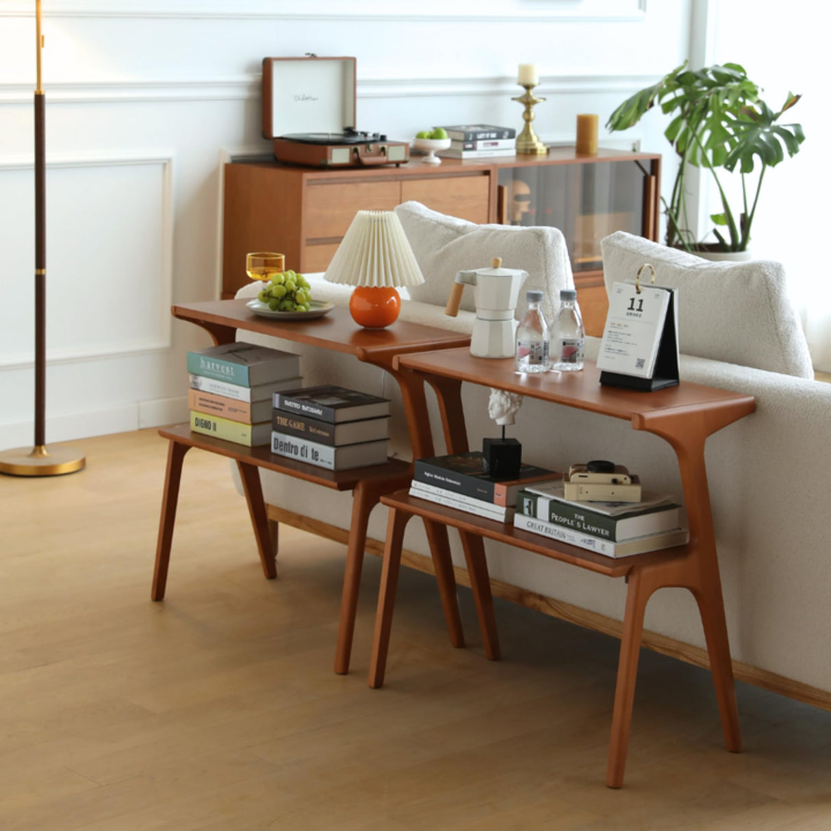 COZYMATIC Fadzai Solid Wood Console Table, Couch Table, Accent Sofa Table with Storage Shelf for Entryway, Hallway, Living Room, Bedroom, Office (Cherry) COZYMATIC