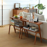 COZYMATIC Fadzai Solid Wood Console Table, Couch Table, Accent Sofa Table with Storage Shelf for Entryway, Hallway, Living Room, Bedroom, Office (Cherry) COZYMATIC