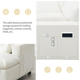 Merax 86.5" Sectional Sofa with Storage & Ottomans-Cream 5-Seater Sleeper Cloud Couch, Space Saving Convertible L/U Shaped Sofa Set, Chenille Upholstered Couches Bed for Living Room & Apartment, White Merax