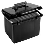 Pendaflex Portable File Box with File Rails, Simple Document Storage, File Bin for Home and Office, Hinged Lid with Double Latch Closure, Black, 3 Black Letter Size Hanging Folders Included (41742AMZ) Pendaflex