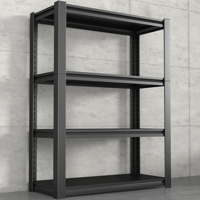 IRONFFICE Storage Shelves,Garage Shelving Units and Storage,4 Tier Metal Shelves,Metal Storage Racks Heavy Duty Load 2000lb,Warehouse,Basement,Black