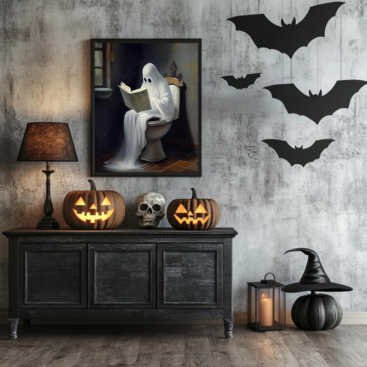 Reivworl Halloween Paint by Numbers Kit for Adults, Ghost Paint by Numbers, Adult Paint by Number Kits for Gifts and Home Wall Decor 16x20 Inch Reivworl