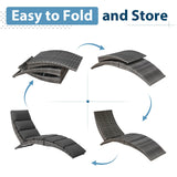 JOIVI Patio Chaise Lounge Chairs Sets, 2 Pieces Cushioned Patio Adjustable Chaise Lounge, Rattan Reclining Chair with Removable Dark Gray Cushion, Pool Lounge Chairs for Outside, Garden, Balcony JOIVI