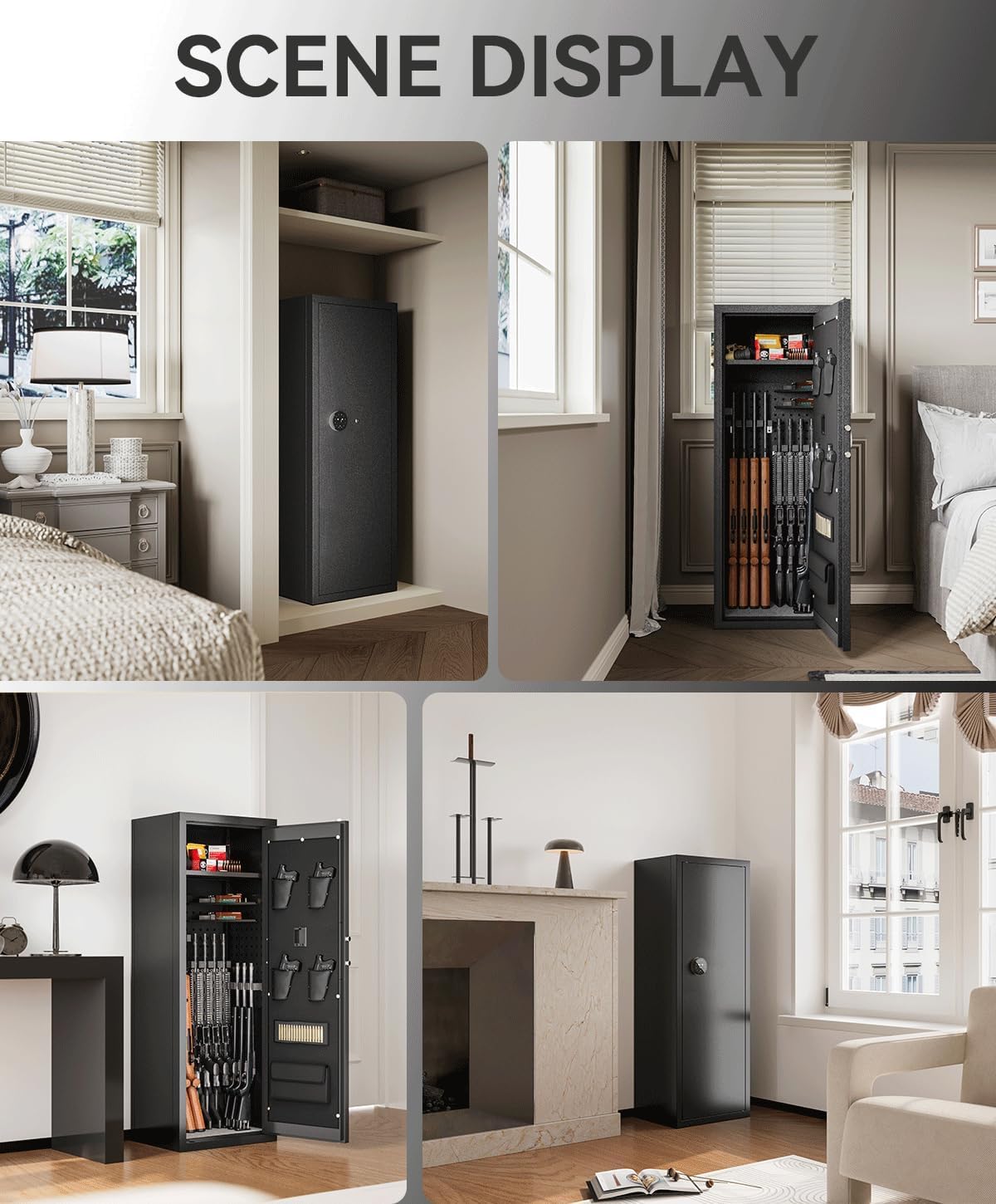 10-13 Gun Safe, Gun Safe for Rifles and Pistols, Gun Safes for Home Rifle and Pistols, Biometric Fingerprint Security, Fingerprint Gun Cabinet for Rifles and Password Lock Xyvaly