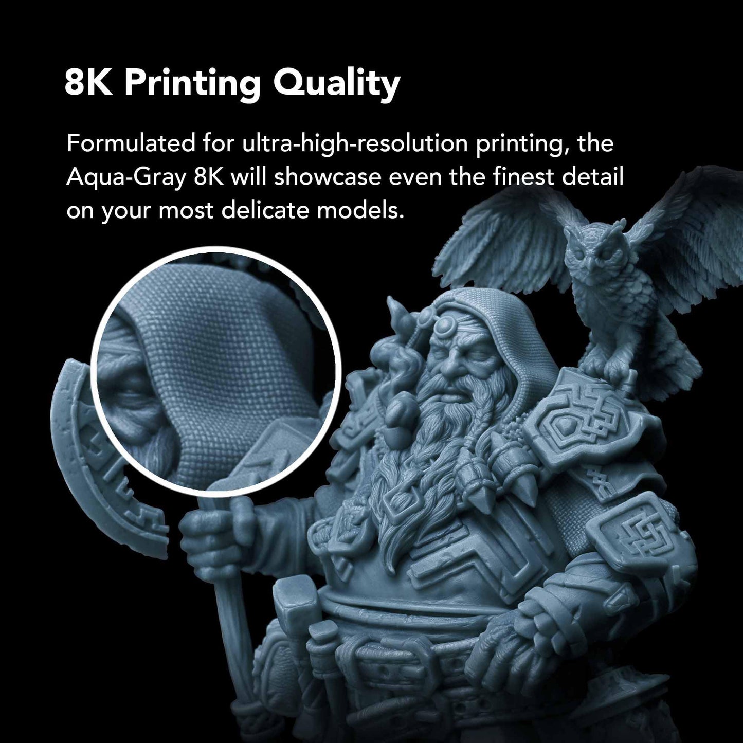 phrozen 3D Printer Rapid Resin [Aqua-Gray 8K], 405nm LCD UV-Curing Standard Photopolymer Resin for Highly Detailed Models, Low Odor Not Smelly Non-Brittle, Works Best with 8K 3D LCD Printer (5KG)