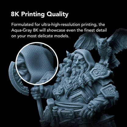 phrozen 3D Printer Rapid Resin [Aqua-Gray 8K], 405nm LCD UV-Curing Standard Photopolymer Resin for Highly Detailed Models, Low Odor Not Smelly Non-Brittle, Works Best with 8K 3D LCD Printer (5KG)