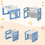 SINKIPA 3 in 1 Montessori Weaning Table and 2 Chairs Set, Kids Table and Chair Set, 2 Height Levels, Toddlers Activity Table for Drawing, Dining, Reading and Playing, Blue SINKIPA