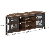 HOMISSUE Corner TV Stand for 55 Inch TV, Rustic Corner Entertainment Center with Storage, Industrial Media Console Table with Sliding Barn Door, Entertainment Center for Living Room, Brown HOMISSUE