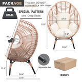 CHINNLUU Outdoor Egg Chair Wicker Oversized Egg Basket Chair with Stand Lounger Chairs with Cushion 500lbs Capacity for Patio Garden Backyard Balcony CHINNLUU