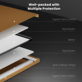 JISOSO Brushed Nickel Bathroom Mirror, 55x36 Inch Silver Metal Frame Mirror Wall Mounted, Rounded Rectangle Bathroom Vanity Mirror, Tempered Glass, Anti-Rust, Horizontal/Vertical JISOSO