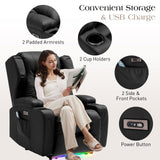 Power Recliner Chairs for Adults with Massage and Heat,Single Faux Leather Recliner Chair Sofa Reclinable Home Theater Seating with LED Lights,Cup Holders,Reclining Chair for Living Room (Black) Generic